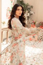 VANIYA 3PC Wedding Floral Design Swiss Lawn Suit Summer 2026 with organza embroidered dupatta and tassels sarastore.pk