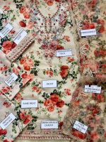 VANIYA 3PC Wedding Floral Design Swiss Lawn Suit Summer 2026 with organza embroidered dupatta and tassels sarastore.pk