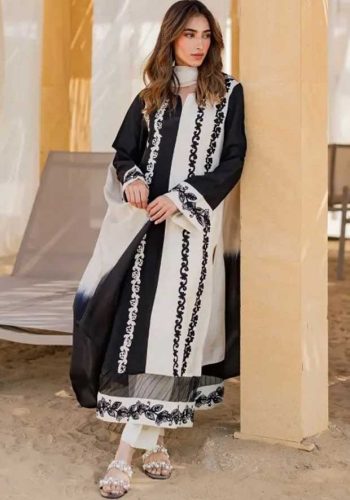 Vintage Airjet Lawn 9070 Code SS-VT-BCD-9030 embroidered lawn suit with tie and dye bamber dupatta sarastore.pk