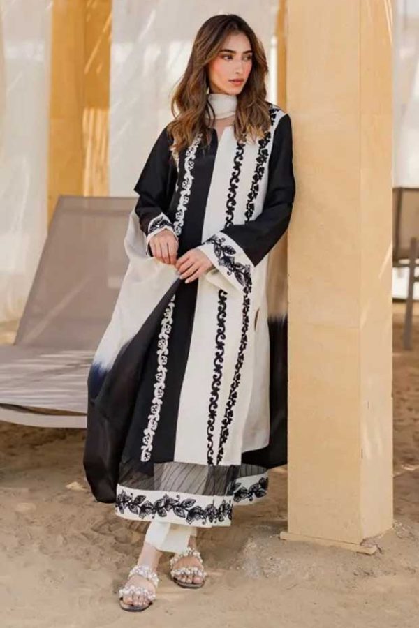 Vintage Airjet Lawn 9070 Code SS-VT-BCD-9030 embroidered lawn suit with tie and dye bamber dupatta sarastore.pk