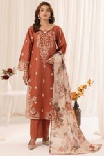 Mohagni Lawn Embroidered 3PCS Suit Summer 2026 with digital print voil dobby dupatta sarastore.pk