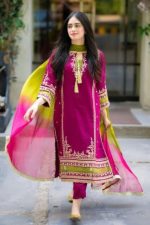 OMAL by Komal heavy embroidered lawn suit with pure bamber tie dye dupatta 2026 collection price in Pakistan