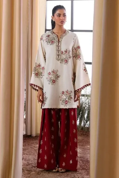 Ethnic White Red Lawn Suit SS-ET-2PC-9051 Embroidered Lawn Collection 2026 Price in Pakistan