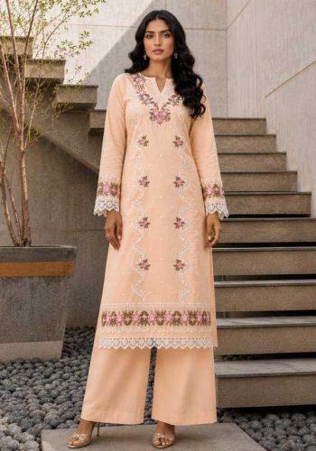 Maria.B Peach Embroidered 2 Piece Lawn Suit Code SS-MB-2PC-9042 premium lawn dress at sarastore.pk
