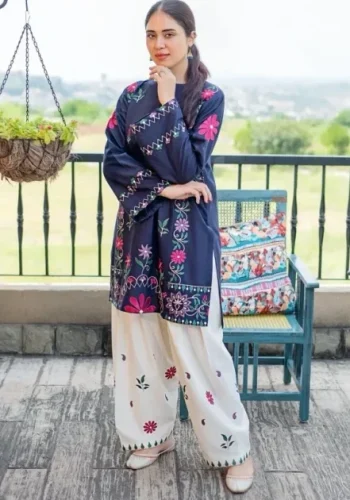 Urge Blue White Embroidered Lawn 2 Piece Suit SS-UR-2PC-9047 Premium Lawn 2026 Collection Pakistan
