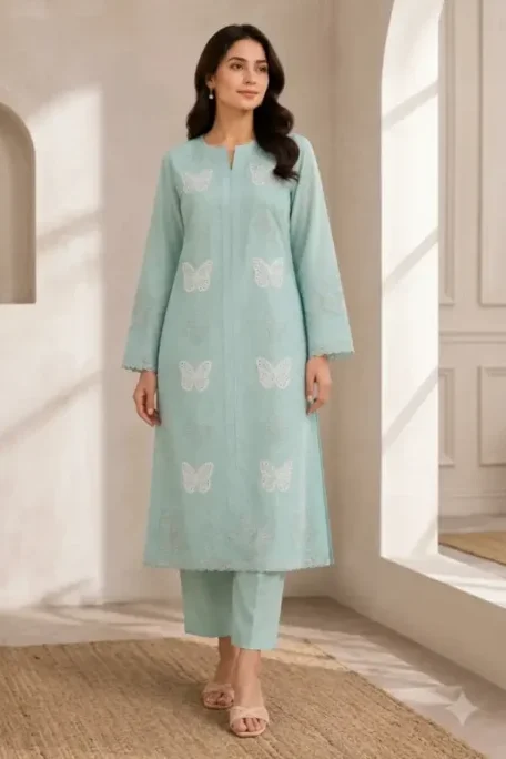 Gul Minay Light Sky Blue Embroidered Lawn 2 Piece Suit – Summer Collection 2026 | SS-GM-2PC-9043 | sarastore.pk