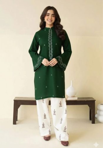 Batik Bottle Green White Embroidered Lawn 2 Piece Suit SS-BT-2PC-9045 Premium Lawn 2026 Collection Pakistan