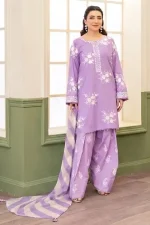 Zara Shahjahan Light Purple Lawn Suit SS-ZS3PC-9056 Heavy Embroidered Lawn 3 Piece Suit Price in Pakistan