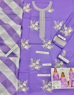 Zara Shahjahan Light Purple Lawn Suit SS-ZS3PC-9056 Heavy Embroidered Lawn 3 Piece Suit Price in Pakistan
