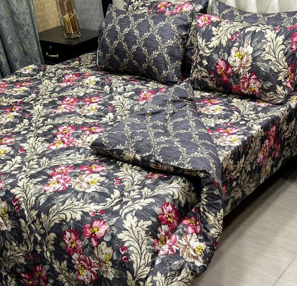 6 Pcs Vicky Razai Set – Printed Danier Cotton Mix King Size - 08