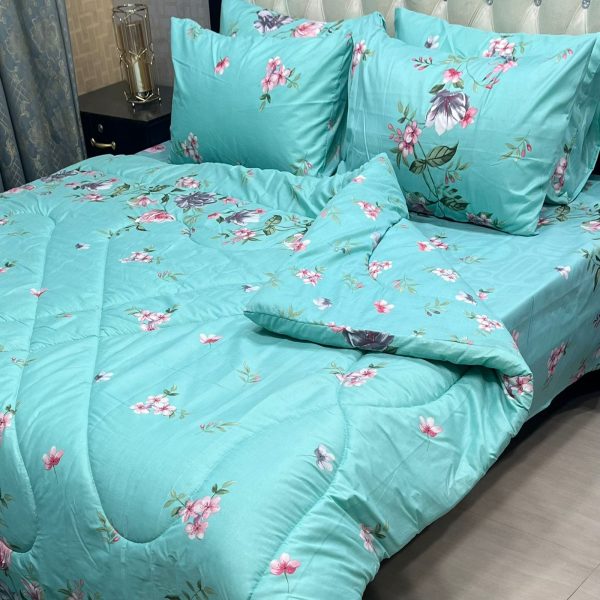 6 Pcs Vicky Razai Set – Printed Danier Cotton Mix King Size - 14