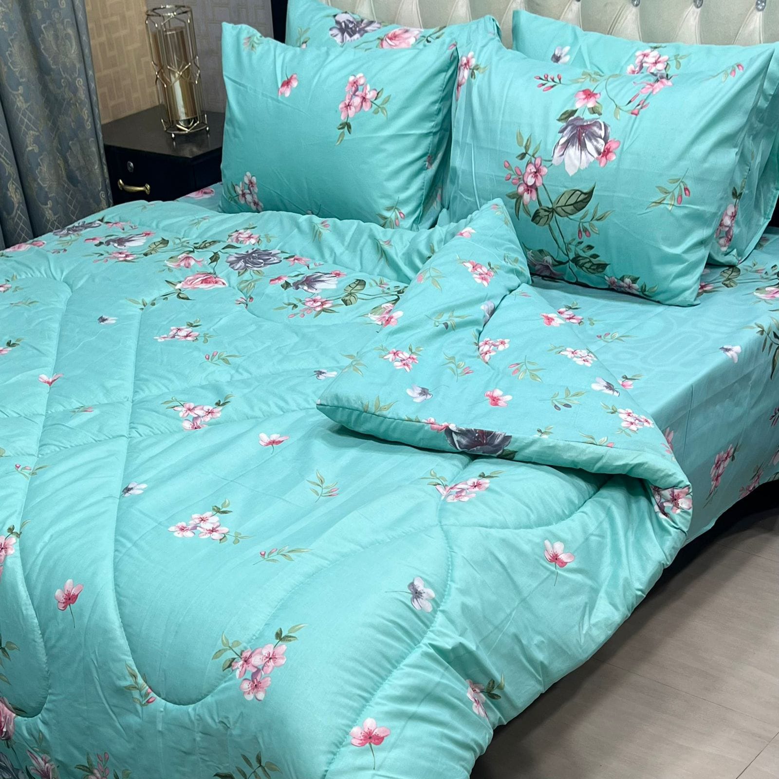 6 Pcs Vicky Razai Set – Printed Danier Cotton Mix King Size (18)