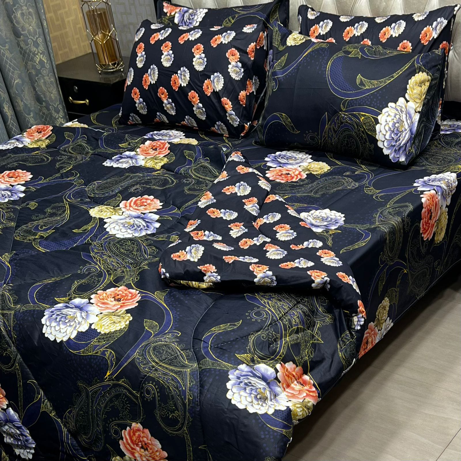 6 Pcs Vicky Razai Set – Printed Danier Cotton Mix King Size (19)