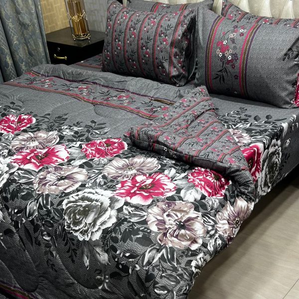6 Pcs Vicky Razai Set – Printed Danier Cotton Mix King Size - 19