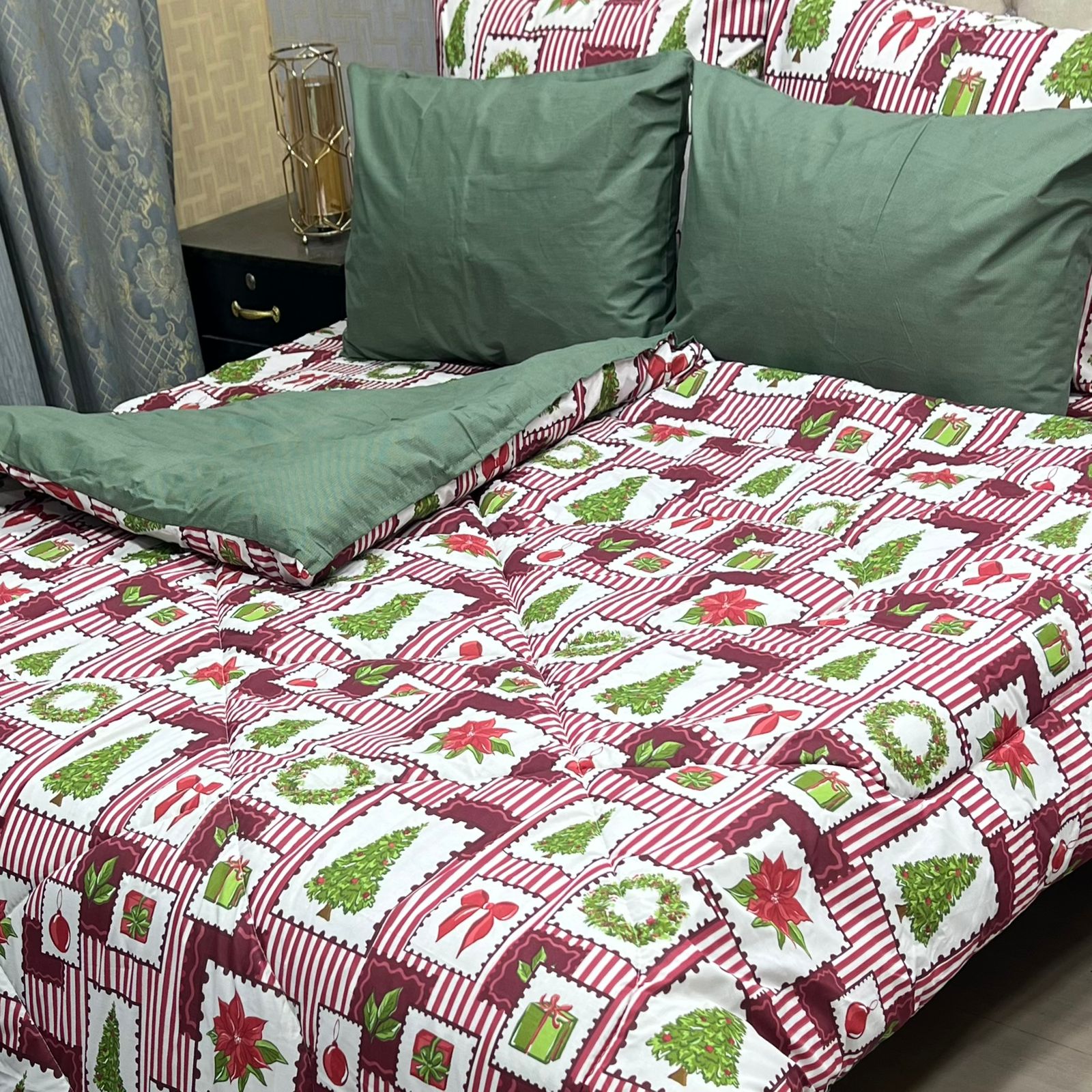 6 Pcs Vicky Razai Set – Printed Danier Cotton Mix King Size (25)