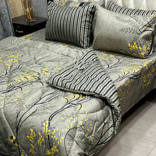 6 Pcs Vicky Razai Set – Printed Danier Cotton Mix King Size - 22