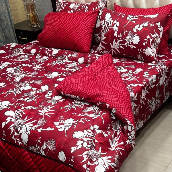 6 Pcs Vicky Razai Set – Printed Danier Cotton Mix King Size - 03