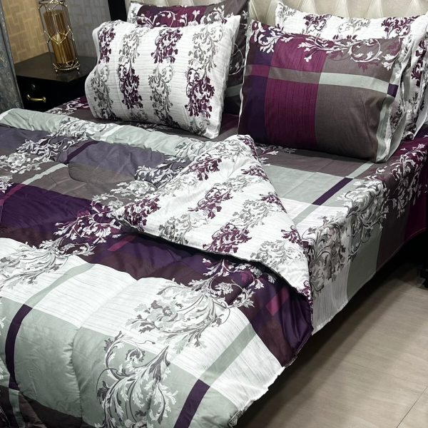 6 Pcs Vicky Razai Set – Printed Danier Cotton Mix King Size - 04