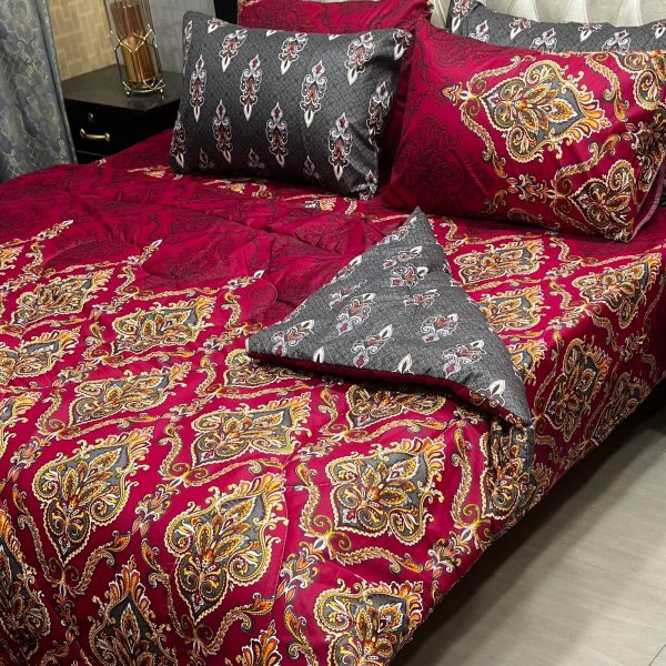 6 Pcs Vicky Razai Set – Printed Danier Cotton Mix King Size - 05