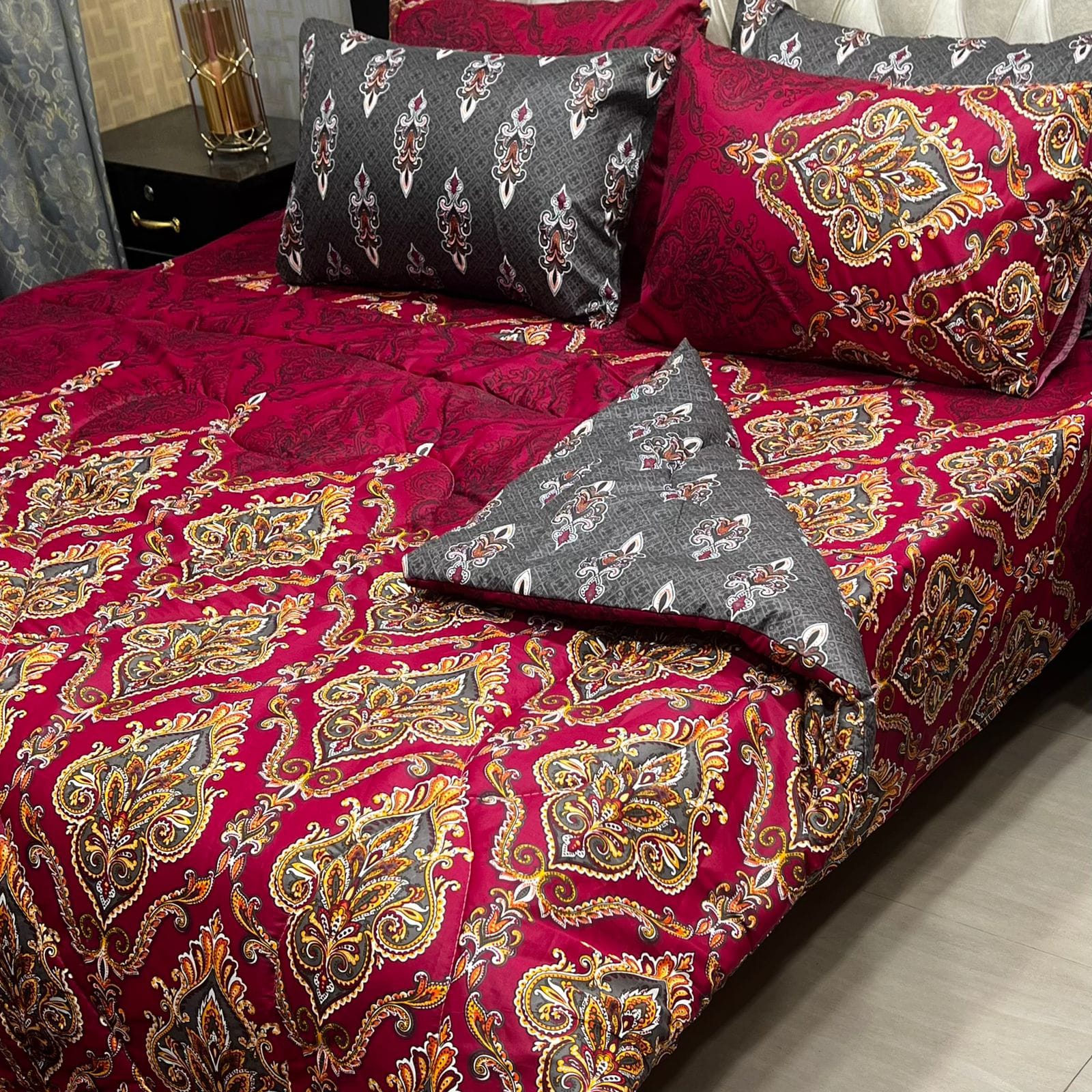 6 Pcs Vicky Razai Set – Printed Danier Cotton Mix King Size (7)