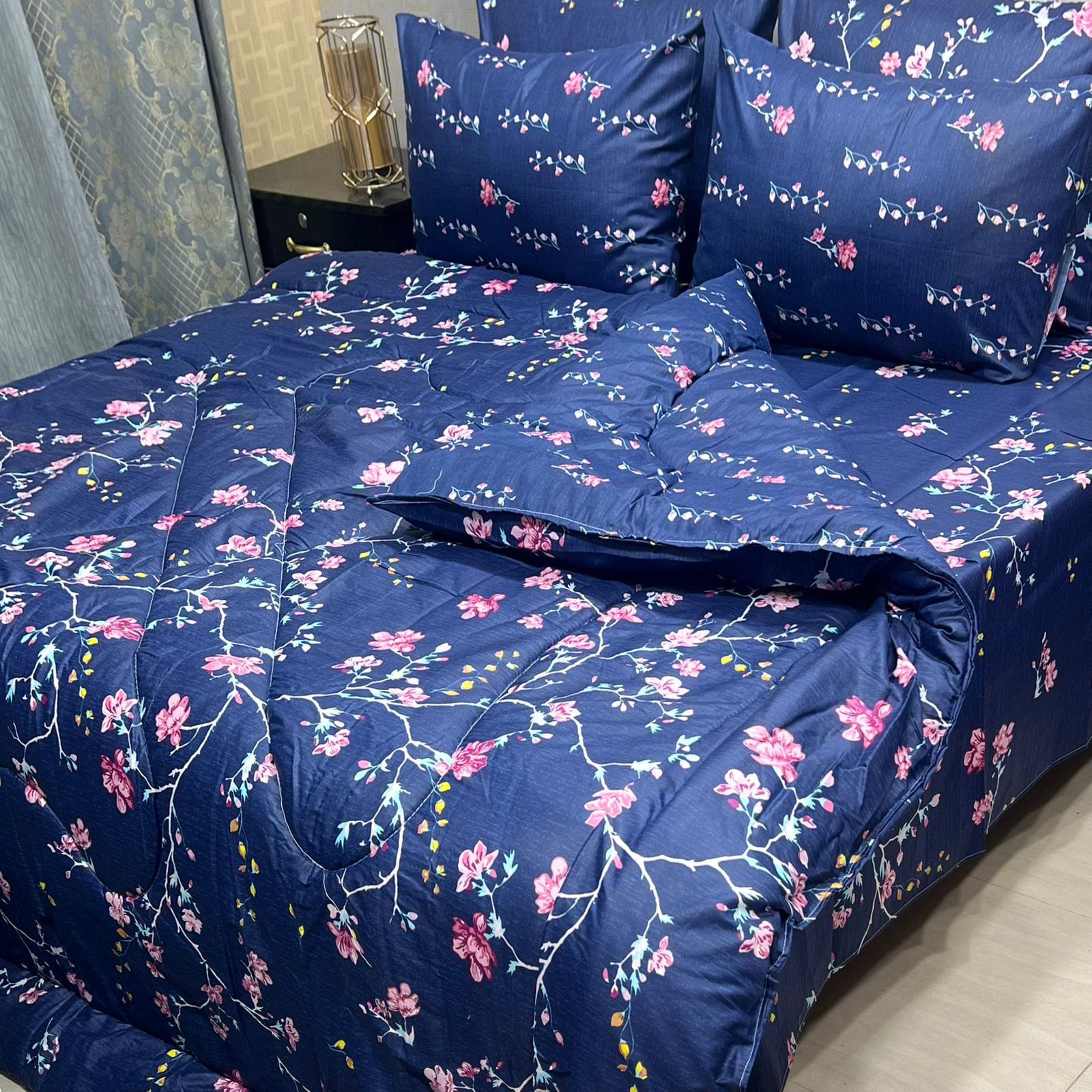6 Pcs Vicky Razai Set – Printed Danier Cotton Mix King Size (9)