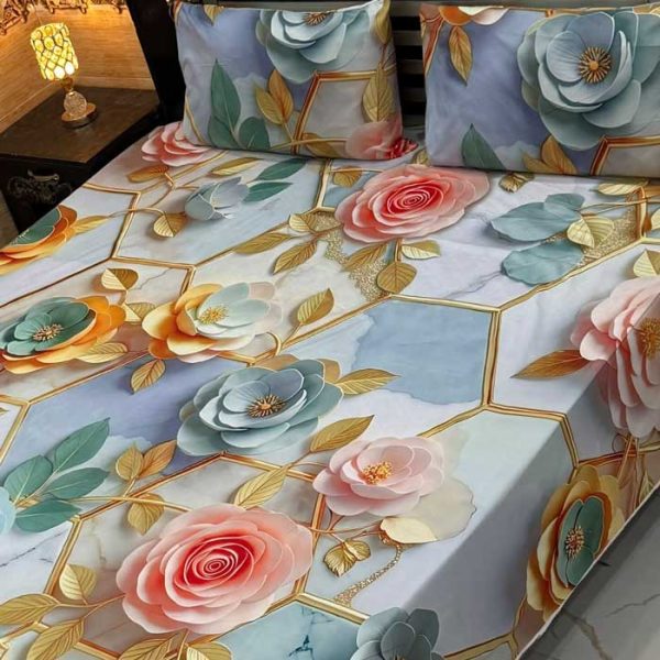 marble-hexagon-9d-digital-printed-bedsheets-micro-cotton-sarastore-pk