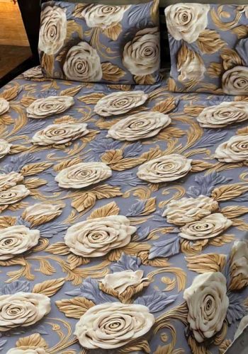 slate-grey-rose-9d-digital-printed-bedsheets-micro-cotton-sarastore-pk
