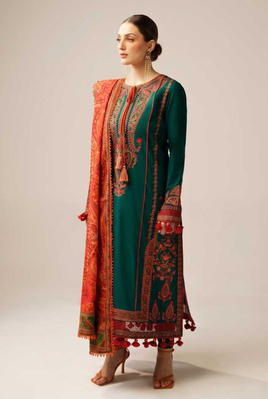 hussain-rehar-embroidered-dhanak-suit-emerald-green-sarastore-pk