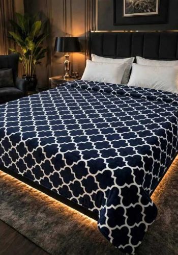 navy-blue-trellis-double-bed-ac-blanket-soft-flees-sarastore-pk