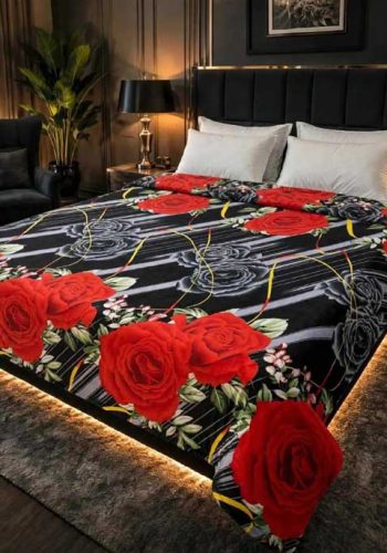 black-red-rose-double-bed-printed-ac-blanket-soft-flees-sarastore-pk