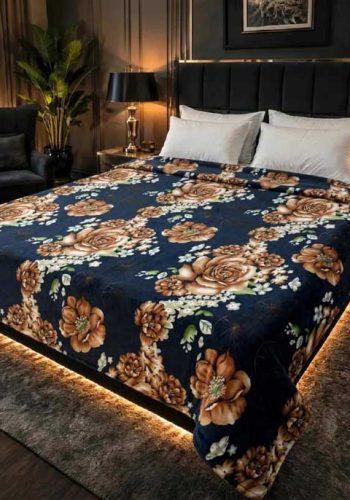 navy-blue-floral-double-bed-ac-blanket-soft-flees-sarastore-pk