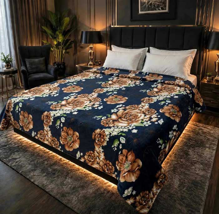 navy-blue-floral-double-bed-ac-blanket-soft-flees-sarastore-pk