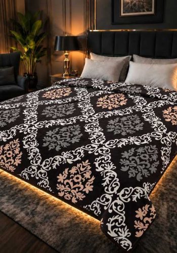 black-damask-medallion-double-bed-ac-blanket-soft-flees-sarastore-pk