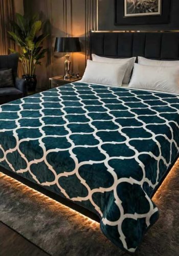 deep-teal-moroccan-trellis-double-bed-ac-blanket-soft-flees-sarastore-pk