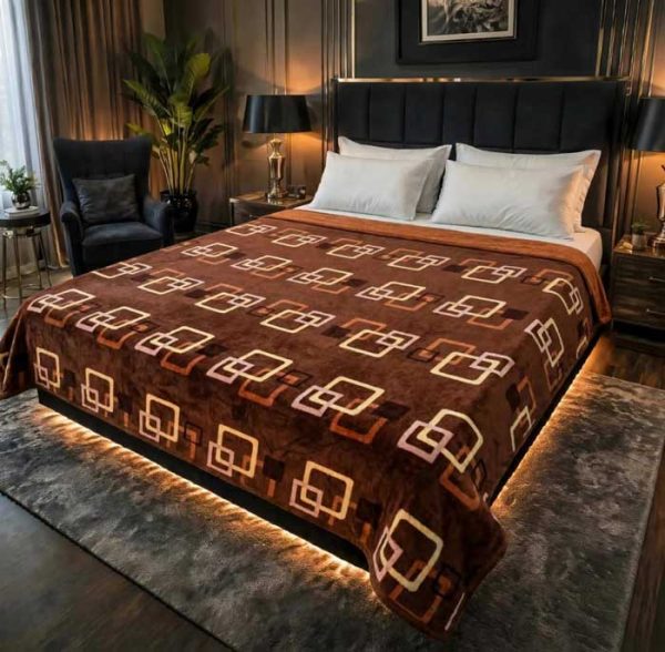 brown-geometric-double-bed-printed-ac-blanket-soft-flees-sarastore-pk