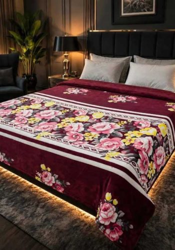 burgundy-floral-double-bed-printed-ac-blanket-soft-flees-sarastore-pk