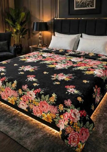 black-floral-double-bed-printed-ac-blanket-soft-flees-sarastore-pk