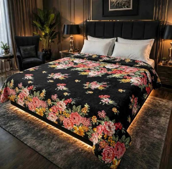 black-floral-double-bed-printed-ac-blanket-soft-flees-sarastore-pk