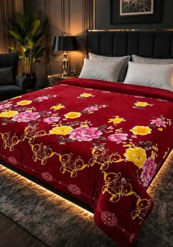 burgundy-floral-double-bed-ac-blanket-soft-flees-sarastore-pk