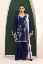 republic-navy-blue-embroidered-dhanak-suit-sarastore-pk