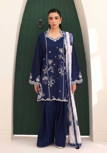 republic-navy-blue-embroidered-dhanak-suit-sarastore-pk