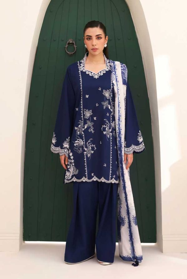 republic-navy-blue-embroidered-dhanak-suit-sarastore-pk