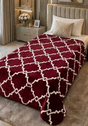 maroon-single-bed-printed-ac-blanket-geometric-fleece-sarastore-pk