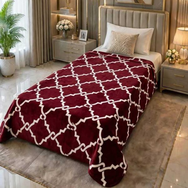 maroon-single-bed-printed-ac-blanket-geometric-fleece-sarastore-pk