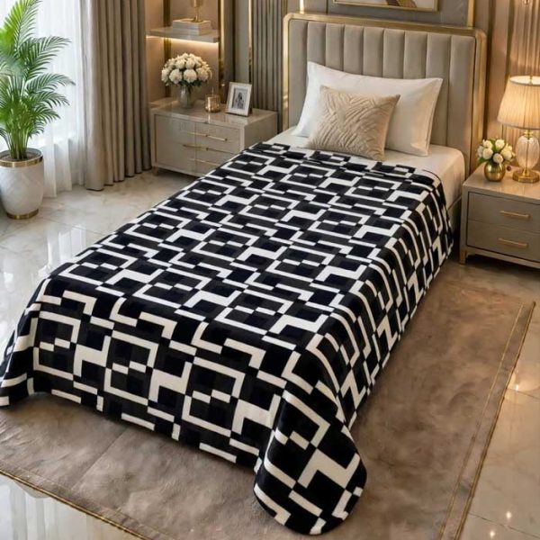 black-and-white-single-bed-printed-ac-blanket-fleece-sarastore-pk