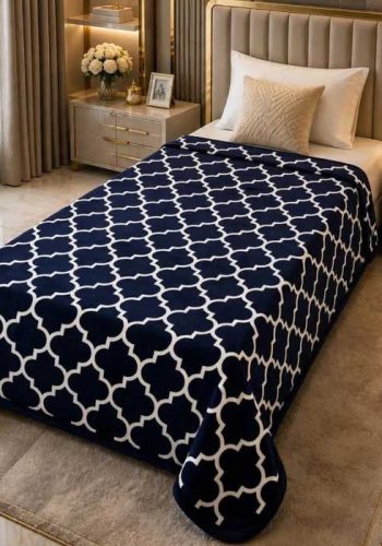 navy-blue-trellis-single-bed-printed-ac-blanket-fleece-sarastore-pk