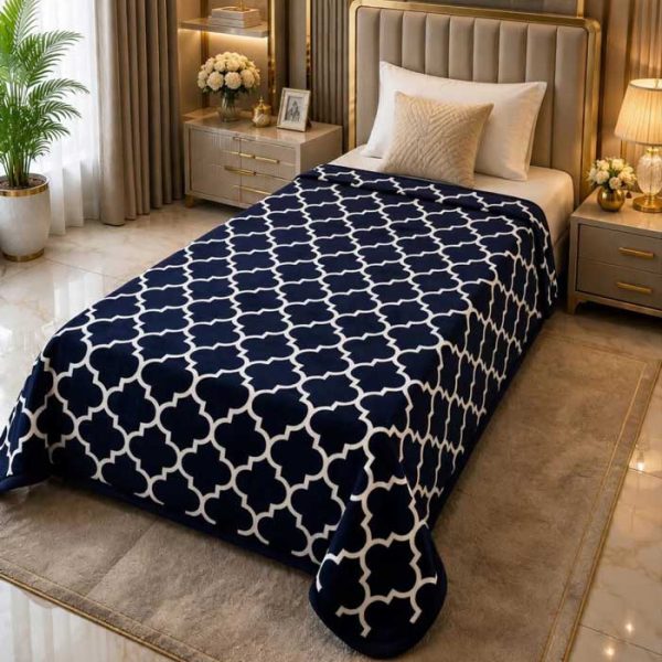 navy-blue-trellis-single-bed-printed-ac-blanket-fleece-sarastore-pk