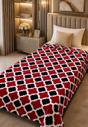 red-and-black-trellis-single-bed-printed-ac-blanket-soft-flees-sarastore-pk