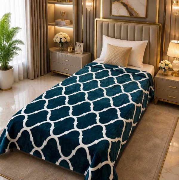 geometric-single-bed-ac-blanket-teal-blue-fleece-sarastore-pk