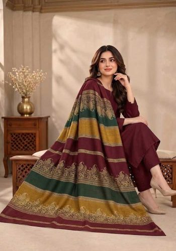 bareeze-plum-burgundy-dhanak-plain-suit-with-3d-wool-shawl-sarastore-pk